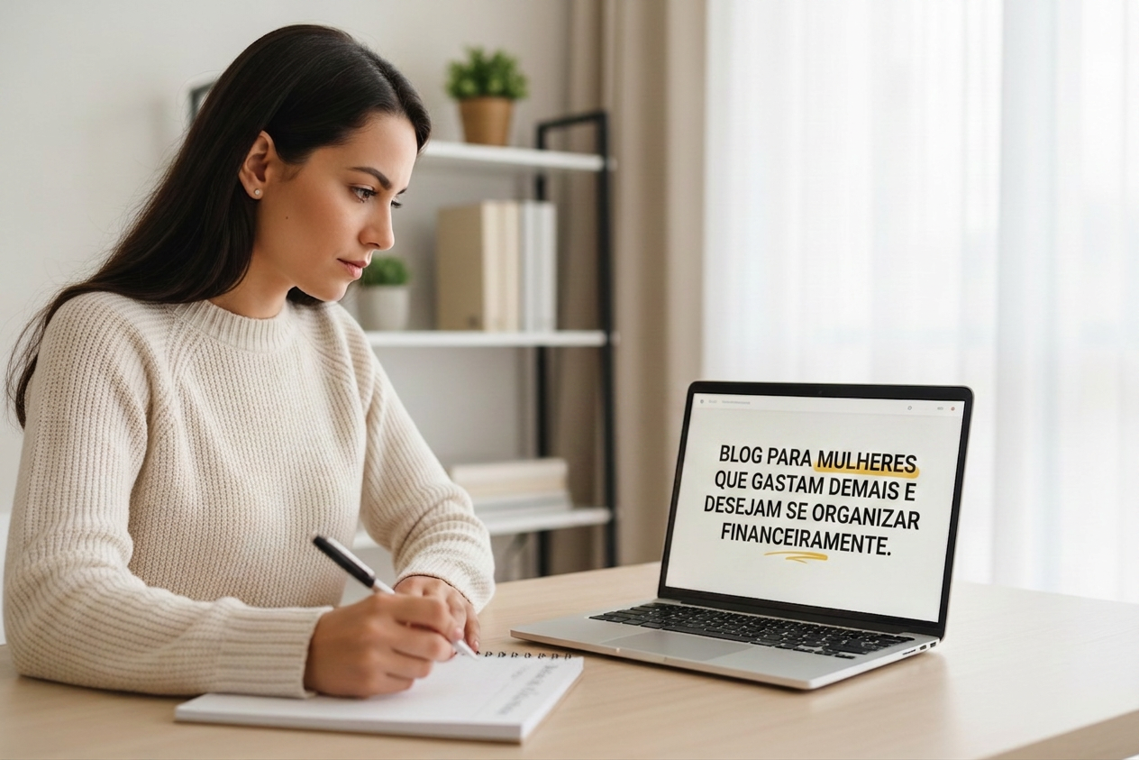 mulher anotando as 6 dicas que o blog disponibiliza para organização financeira.
